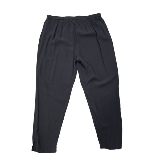 Eileen Fisher Ankle Pants Women's PM Black Silk Tapered Elastic Waist Casual - Picture 6 of 6